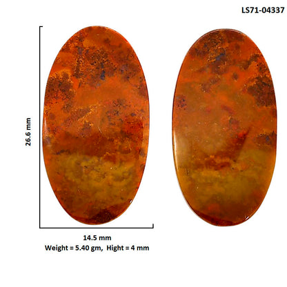 Rare Cady Mountain Agate Pair 14.5x26.6x4 mm Oval Shape Polished Gemstone LS71-04337