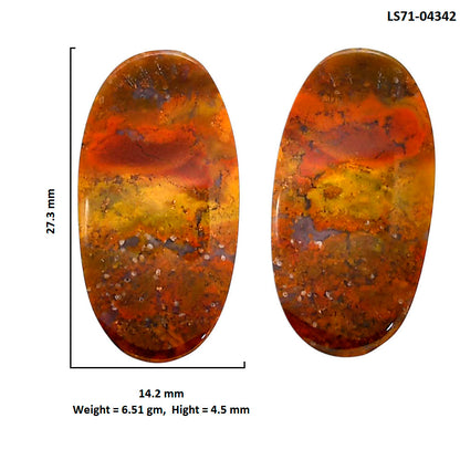 Rare Cady Mountain Agate Pair 14.2x27.3x4.5 mm Oval Shape Polished Gemstone LS71-04342