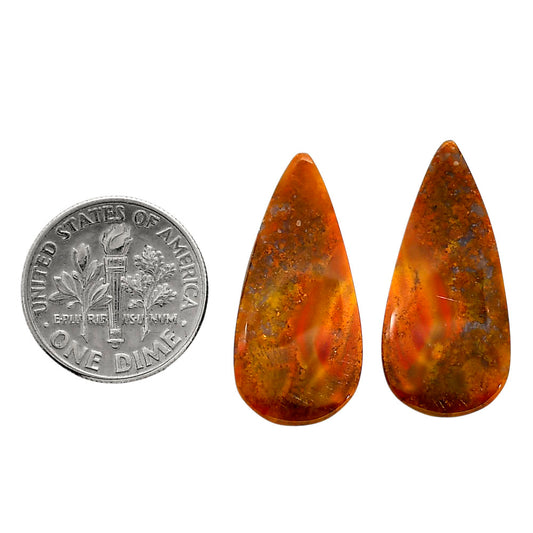 Rare Cady Mountain Agate Pair 12.5x26.2x4 mm Pear Shape Polished Gemstone LS71-04343