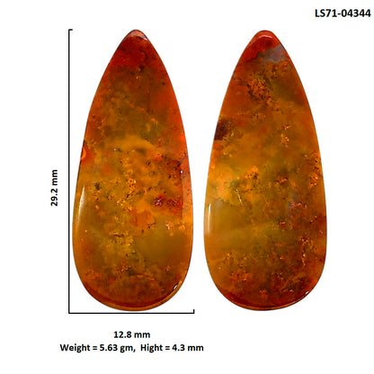 Rare Cady Mountain Agate Pair 12.8x29.2x4.3 mm Pear Shape Polished Gemstone LS71-04344