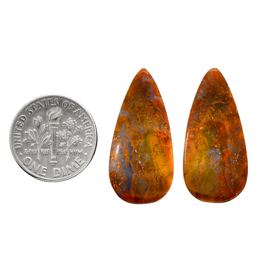 Rare Cady Mountain Agate Pair 13.1x27.3x4.5 mm Pear Shape Polished Gemstone LS71-04346
