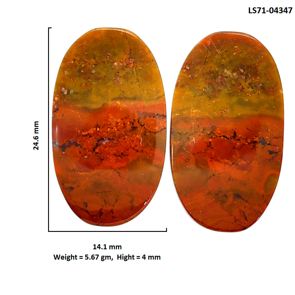 Rare Cady Mountain Agate Pair 14.1x24.6x4 mm Oval Shape Polished Gemstone LS71-04347