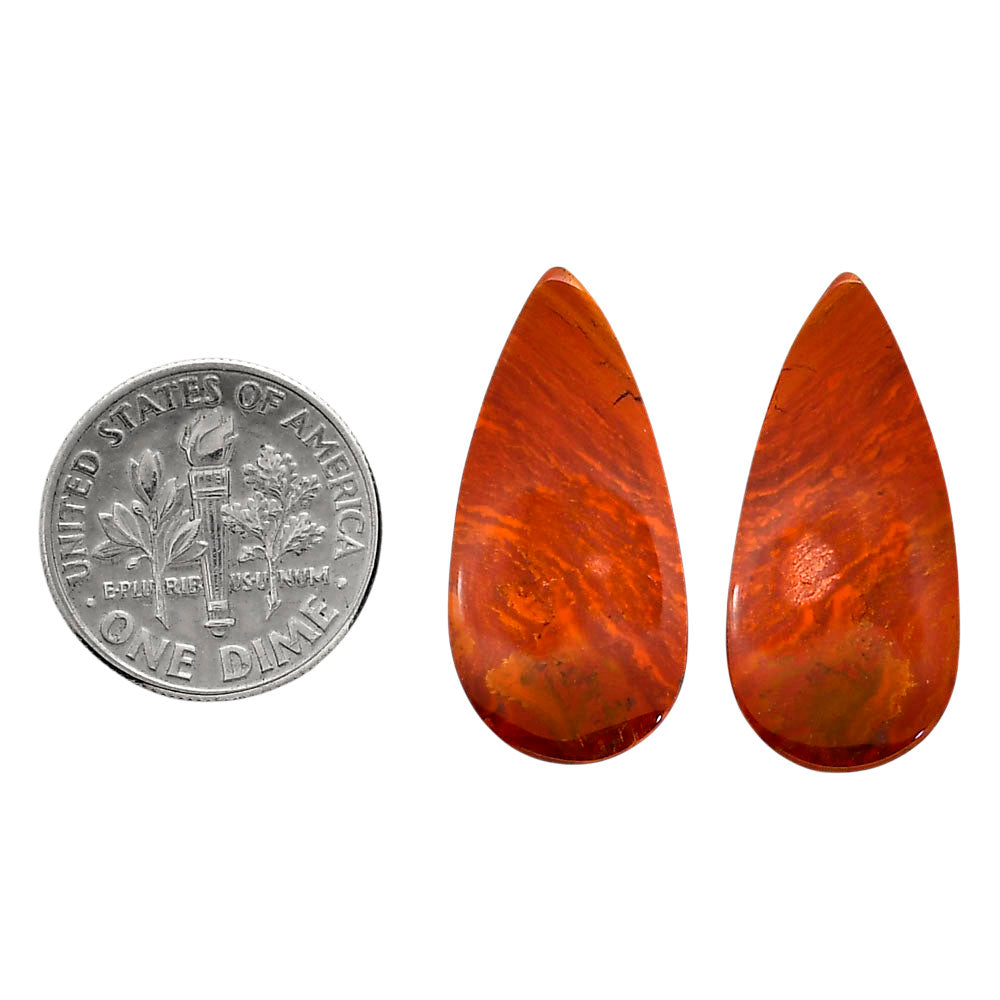 Rare Cady Mountain Agate Pair 12.5x26x5 mm Pear Shape Polished Gemstone LS71-04352