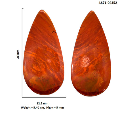 Rare Cady Mountain Agate Pair 12.5x26x5 mm Pear Shape Polished Gemstone LS71-04352