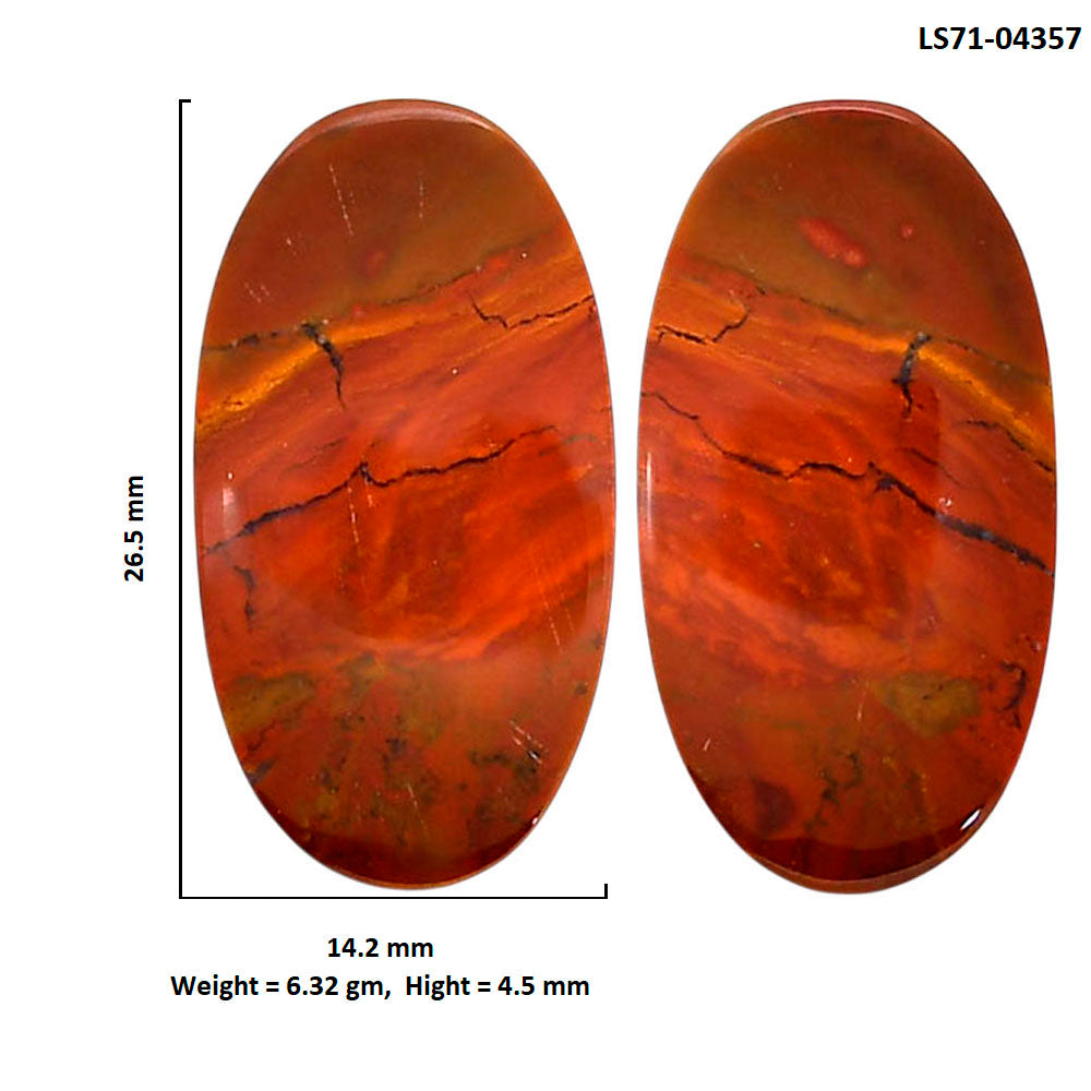 Rare Cady Mountain Agate Pair 14.2x26.5x4.5 mm Oval Shape Polished Gemstone LS71-04357
