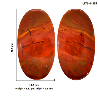 Rare Cady Mountain Agate Pair 14.2x26.5x4.5 mm Oval Shape Polished Gemstone LS71-04357
