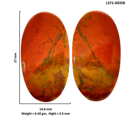 Rare Cady Mountain Agate Pair 14.6x27x4.5 mm Oval Shape Polished Gemstone LS71-04358