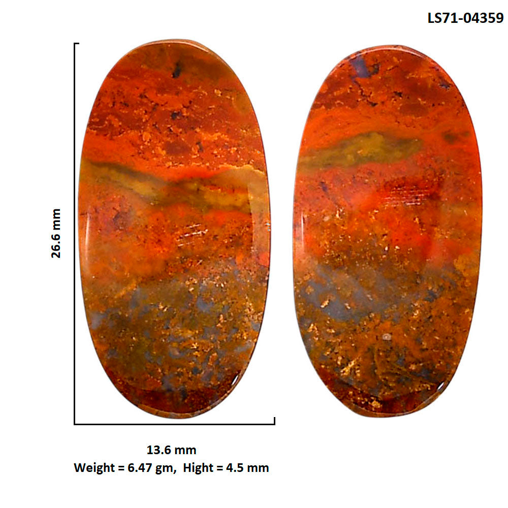 Rare Cady Mountain Agate Pair 13.6x26.6x4.5 mm Oval Shape Polished Gemstone LS71-04359