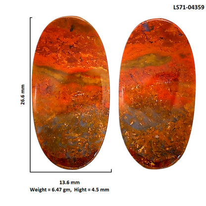 Rare Cady Mountain Agate Pair 13.6x26.6x4.5 mm Oval Shape Polished Gemstone LS71-04359