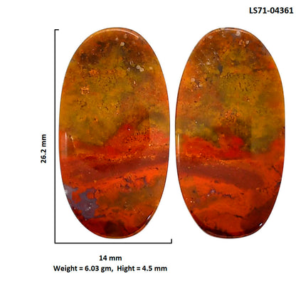 Rare Cady Mountain Agate Pair 14x26.2x4.5 mm Oval Shape Polished Gemstone LS71-04361