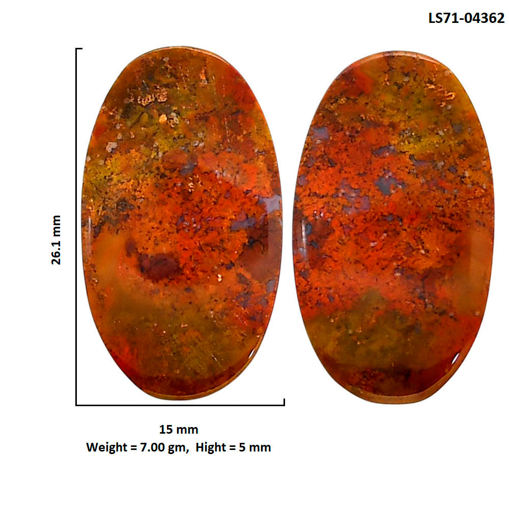Rare Cady Mountain Agate Pair 15x26.1x5 mm Oval Shape Polished Gemstone LS71-04362