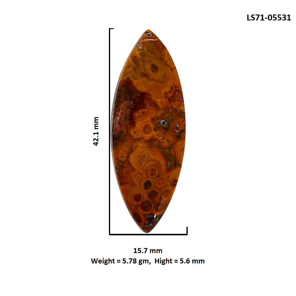 Rare Cady Mountain Agate 15.7x42.1x5.6 mm Marquise Shape Polished Gemstone LS71-05531