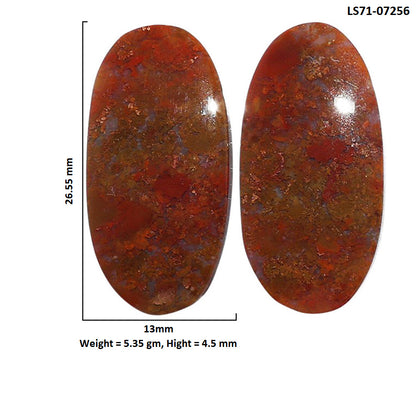 Rare Cady Mountain Agate Pair 13x26.55x4.5 mm Oval Shape Polished Gemstone LS71-07256