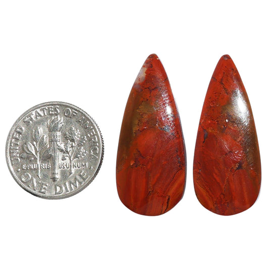 Rare Cady Mountain Agate Pair 12.3x29.2x4.5 mm Pear Shape Polished Gemstone LS71-07260