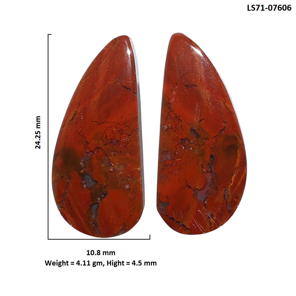 Rare Cady Mountain Agate Pair 10.8x24.25x4.5 mm Fancy Shape Polished Gemstone LS71-07606
