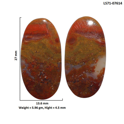 Rare Cady Mountain Agate Pair 13.6x27x4.5 mm Oval Shape Polished Gemstone LS71-07614