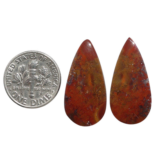 Rare Cady Mountain Agate Pair 12.9x26.6x4 mm Pear Shape Polished Gemstone LS71-07616