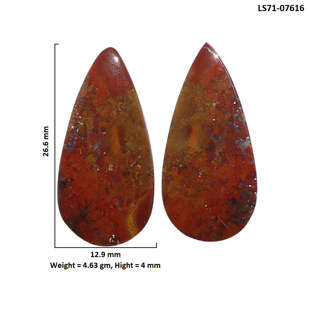 Rare Cady Mountain Agate Pair 12.9x26.6x4 mm Pear Shape Polished Gemstone LS71-07616