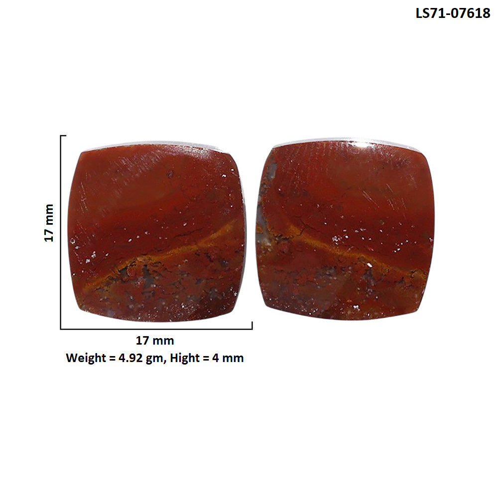Rare Cady Mountain Agate Pair 17x17x4 mm Cushion Shape Polished Gemstone LS71-07618