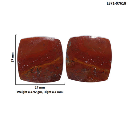 Rare Cady Mountain Agate Pair 17x17x4 mm Cushion Shape Polished Gemstone LS71-07618