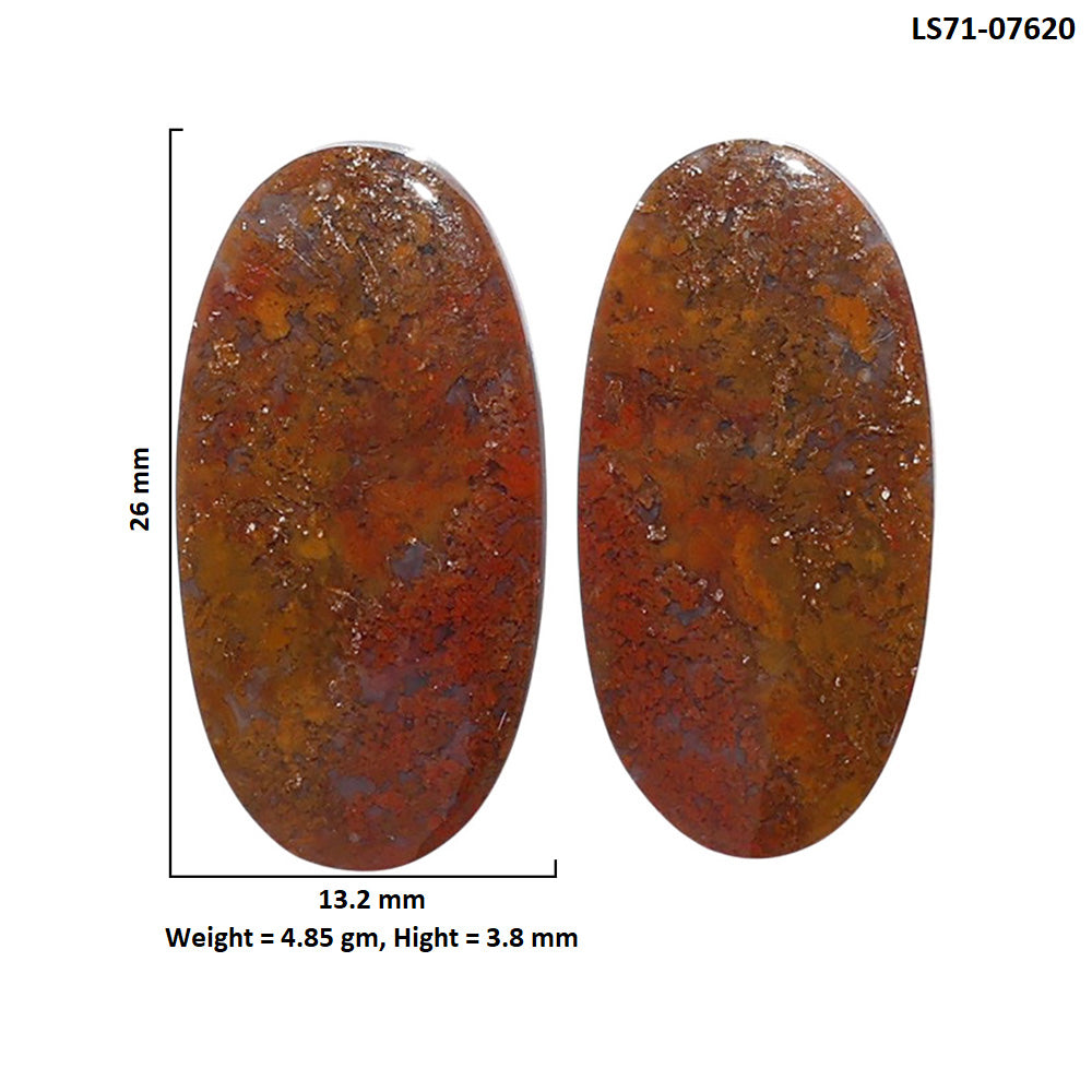 Rare Cady Mountain Agate Pair 13.2x26x3.8 mm Oval Shape Polished Gemstone LS71-07620