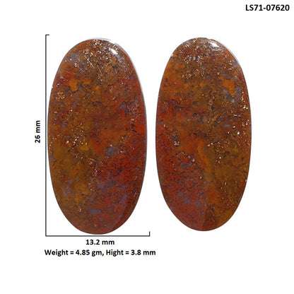 Rare Cady Mountain Agate Pair 13.2x26x3.8 mm Oval Shape Polished Gemstone LS71-07620