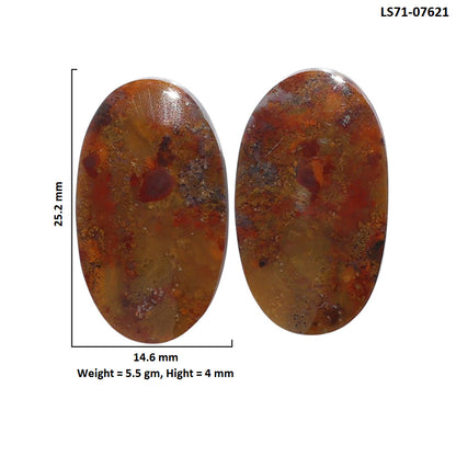 Rare Cady Mountain Agate Pair 14.6x25.2x4 mm Oval Shape Polished Gemstone LS71-07621