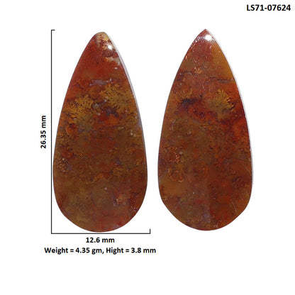 Rare Cady Mountain Agate Pair 12.6x26.35x3.8 mm Pear Shape Polished Gemstone LS71-07624