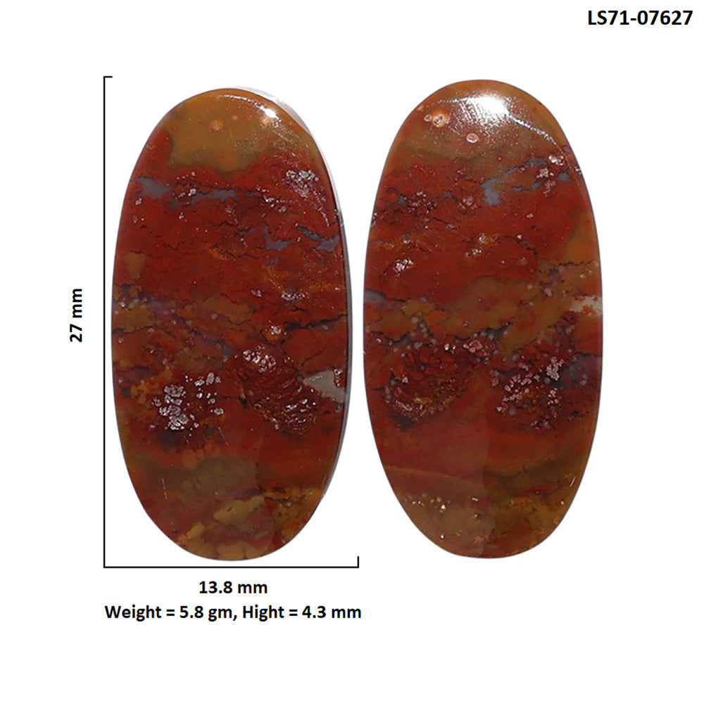 Rare Cady Mountain Agate Pair 13.8x27x4.3 mm Oval Shape Polished Gemstone LS71-07627
