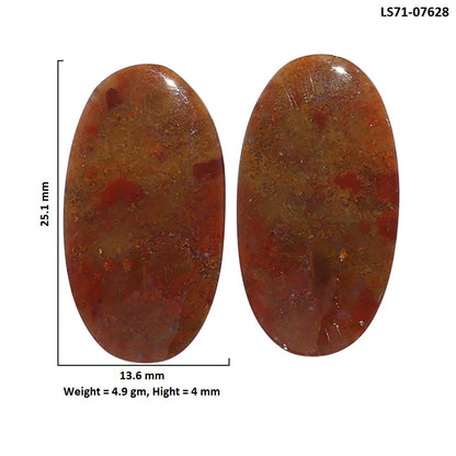 Rare Cady Mountain Agate Pair 13.6x25.1x4 mm Oval Shape Polished Gemstone LS71-07628