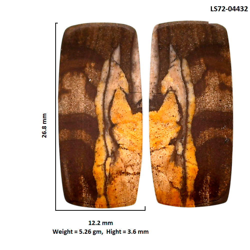 Outback Jasper Pair 12.2x26.8x3.6 mm Baguette Shape Polished Gemstone LS72-04432