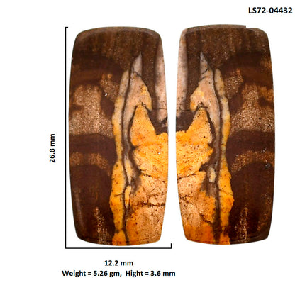 Outback Jasper Pair 12.2x26.8x3.6 mm Baguette Shape Polished Gemstone LS72-04432
