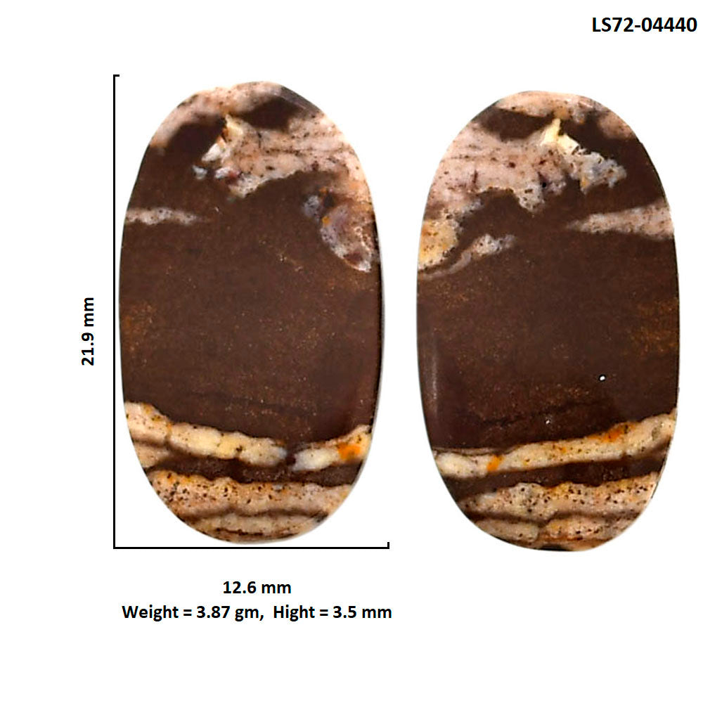 Outback Jasper Pair 12.6x21.9x3.5 mm Oval Shape Polished Gemstone LS72-04440