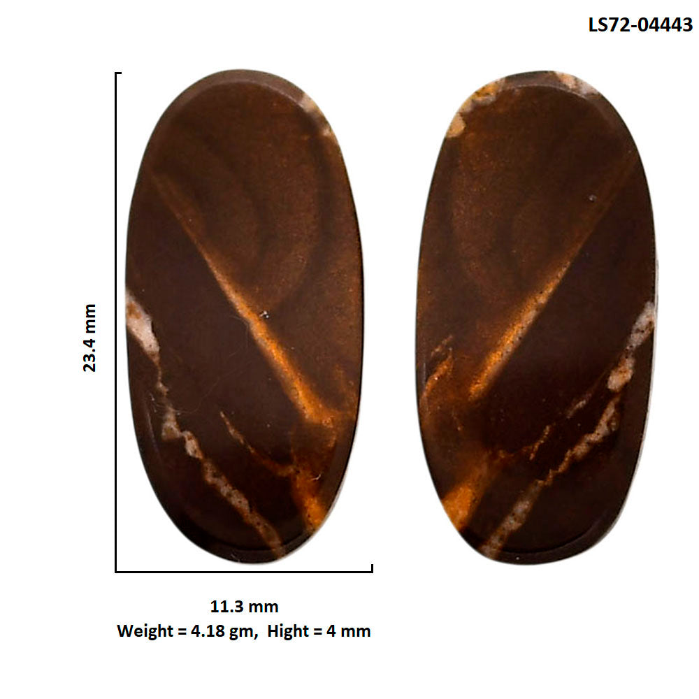 Outback Jasper Pair 11.3x23.4x4 mm Oval Shape Polished Gemstone LS72-04443