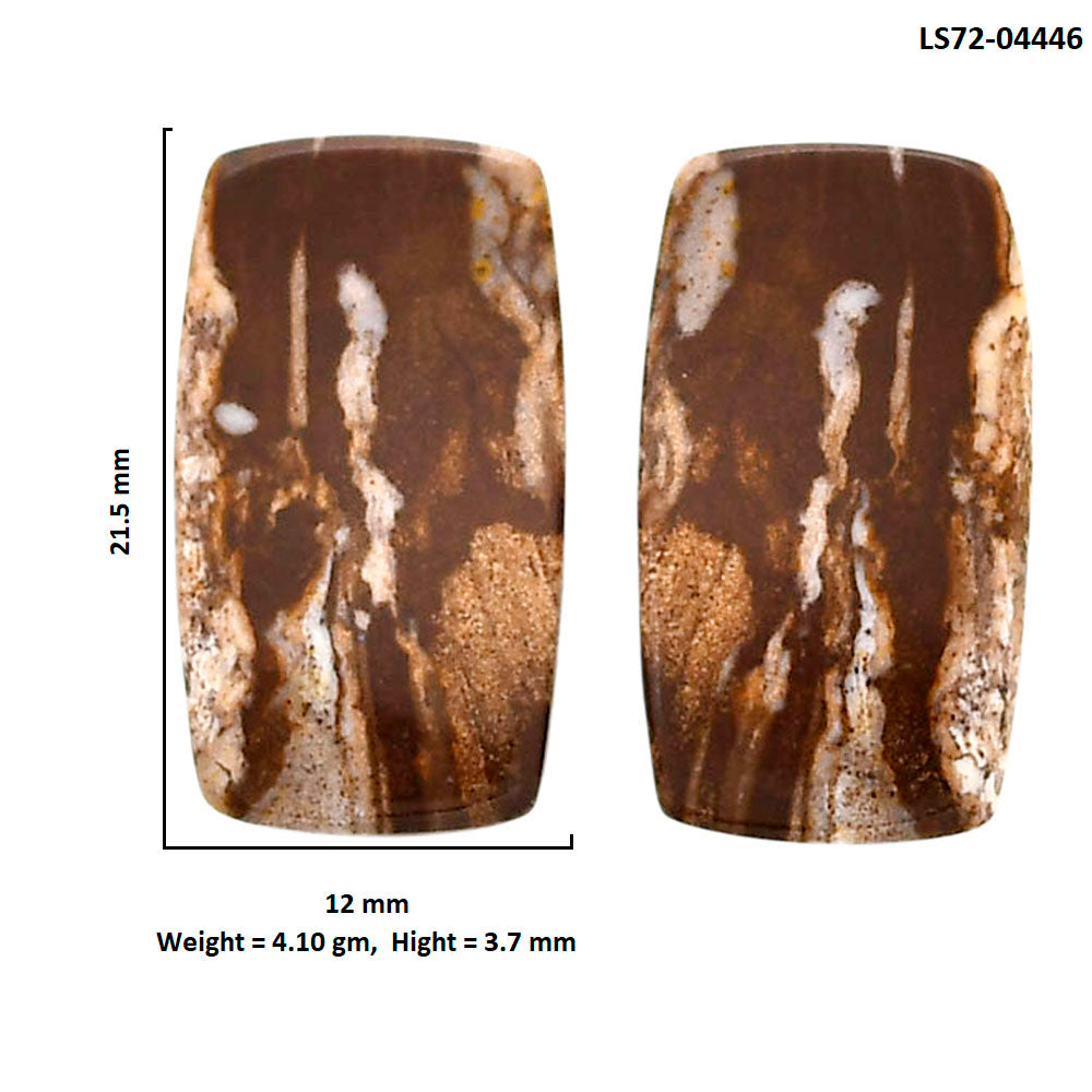 Outback Jasper Pair 12x21.5x3.7 mm Baguette Shape Polished Gemstone LS72-04446