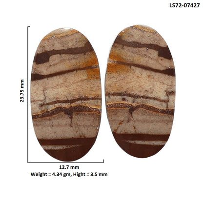 Outback Jasper Pair 12.7x23.75x3.5 mm Oval Shape Polished Gemstone LS72-07427