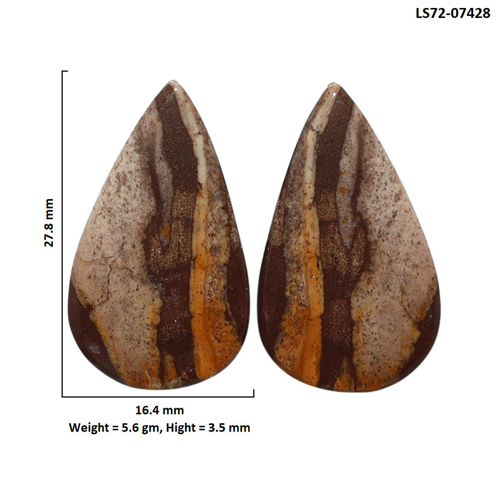 Outback Jasper Pair 16.4x27.8x3.5 mm Pear Shape Polished Gemstone LS72-07428