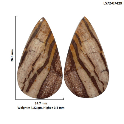 Outback Jasper Pair 14.7x26.3x3.5 mm Pear Shape Polished Gemstone LS72-07429