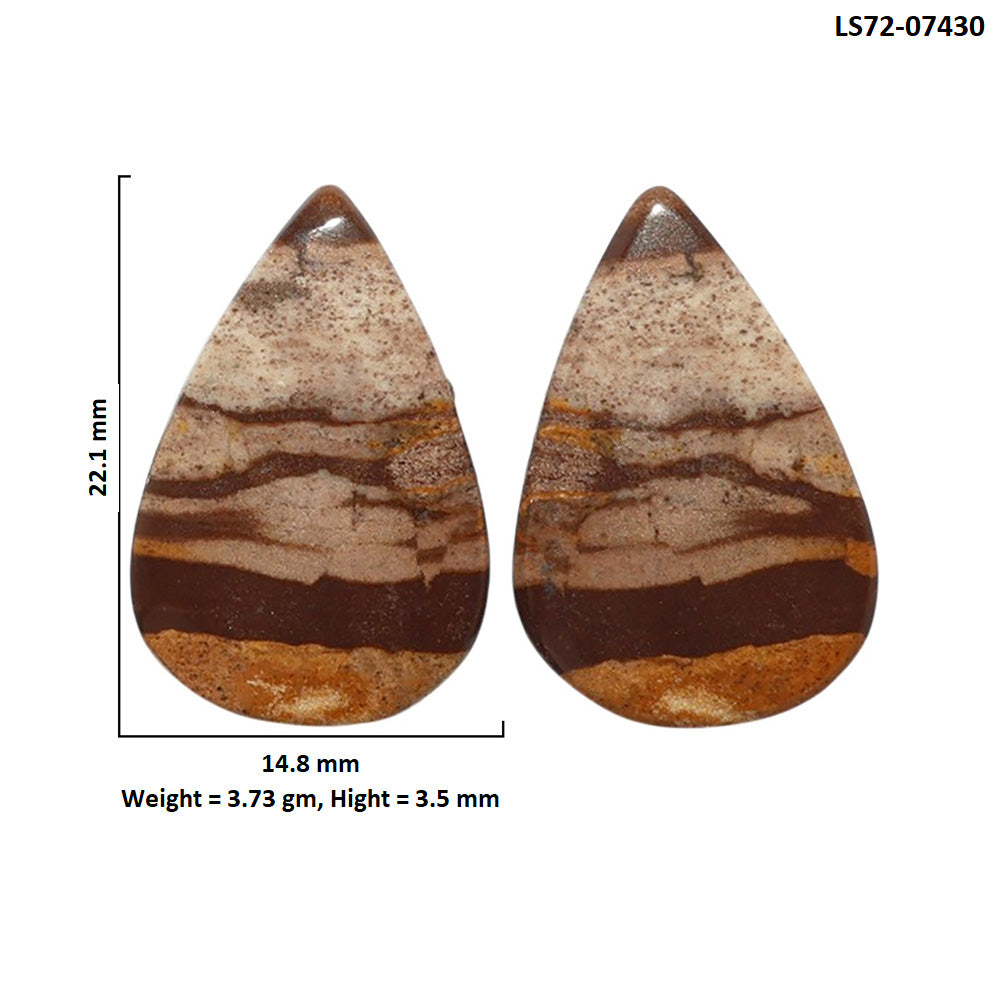 Outback Jasper Pair 14.8x22.1x3.5 mm Pear Shape Polished Gemstone LS72-07430