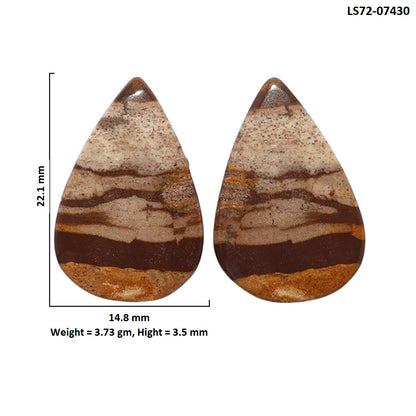 Outback Jasper Pair 14.8x22.1x3.5 mm Pear Shape Polished Gemstone LS72-07430
