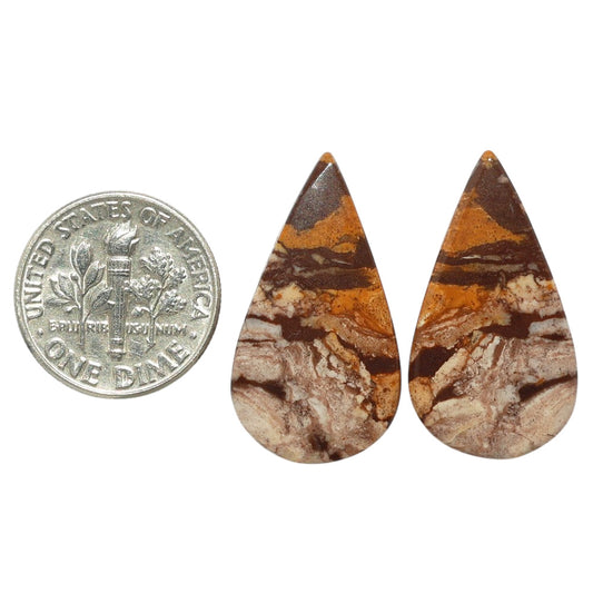 Outback Jasper Pair 14.4x26.5x3.5 mm Pear Shape Polished Gemstone LS72-07431