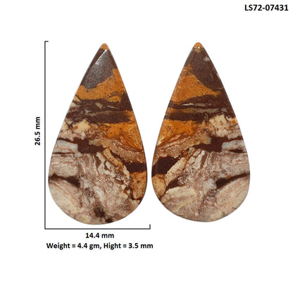 Outback Jasper Pair 14.4x26.5x3.5 mm Pear Shape Polished Gemstone LS72-07431