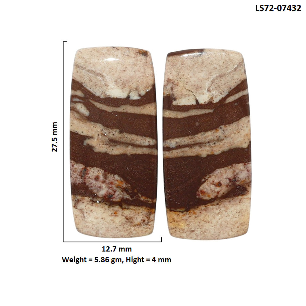 Outback Jasper Pair 12.7x27.5x4 mm Baguette Shape Polished Gemstone LS72-07432