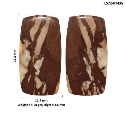 Outback Jasper Pair 11.7x22.2x3.5 mm Baguette Shape Polished Gemstone LS72-07435