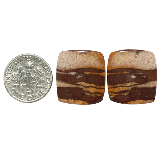 Outback Jasper Pair 17.7x19.6x4 mm Cushion Shape Polished Gemstone LS72-07448