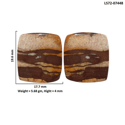 Outback Jasper Pair 17.7x19.6x4 mm Cushion Shape Polished Gemstone LS72-07448