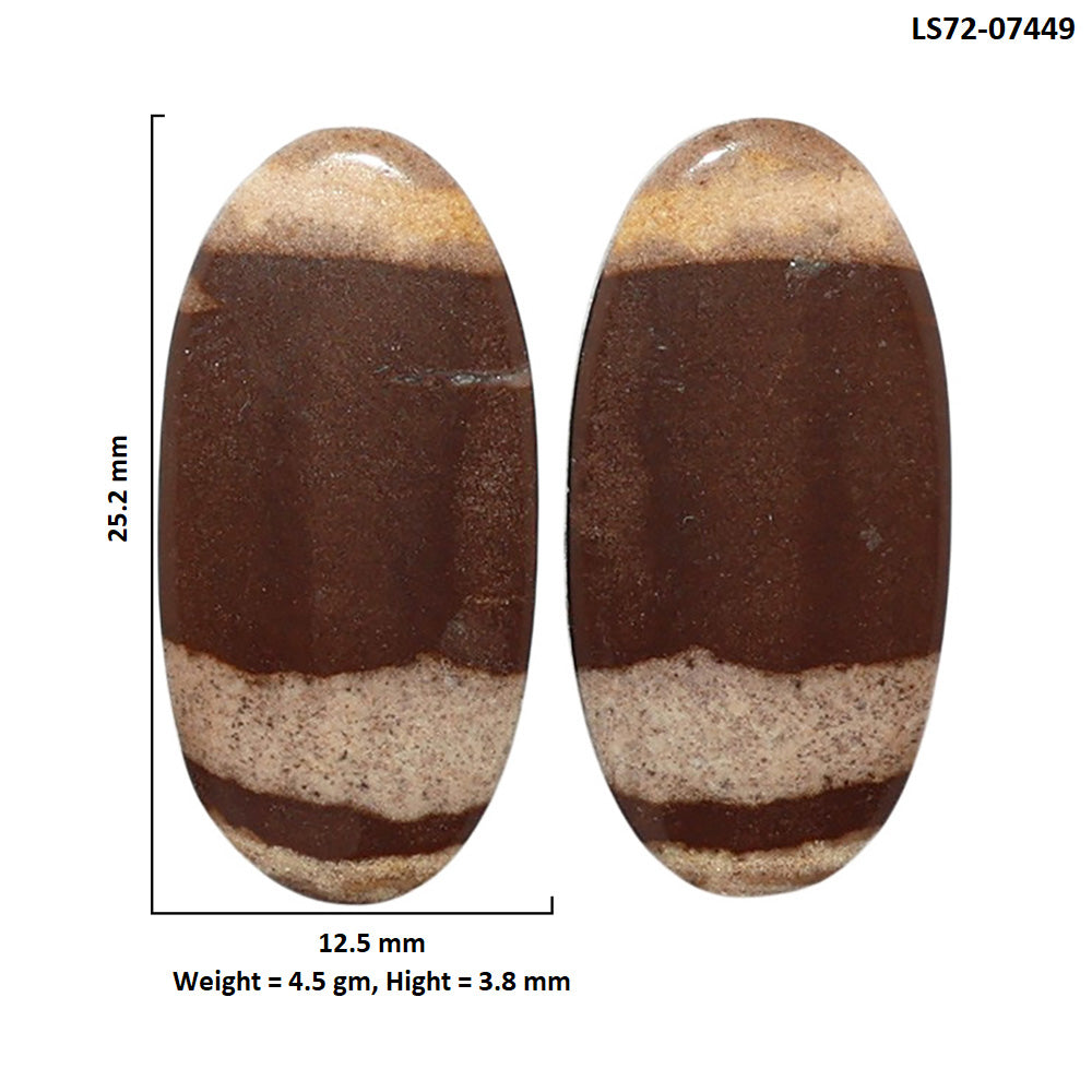 Outback Jasper Pair 12.5x25.2x3.8 mm Oval Shape Polished Gemstone LS72-07449