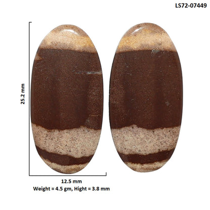 Outback Jasper Pair 12.5x25.2x3.8 mm Oval Shape Polished Gemstone LS72-07449