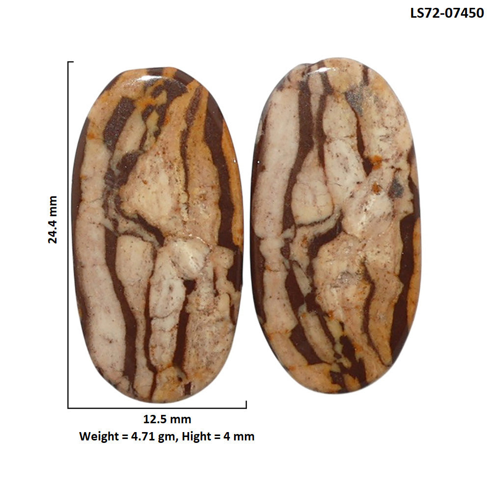 Outback Jasper Pair 12.5x24.4x4 mm Oval Shape Polished Gemstone LS72-07450