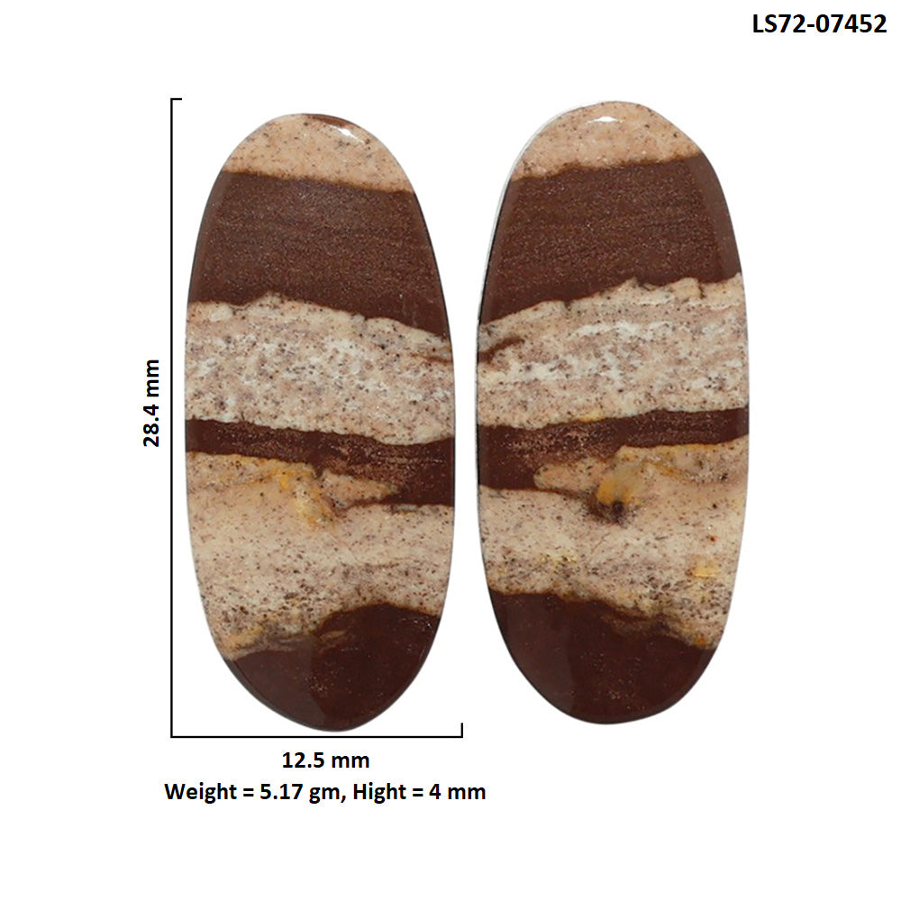 Outback Jasper Pair 12.5x28.4x4 mm Oval Shape Polished Gemstone LS72-07452